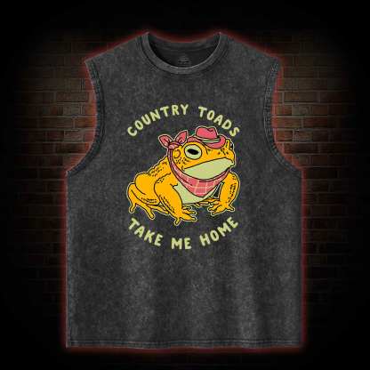 Country Toads Take Me Home Washed Tank Top