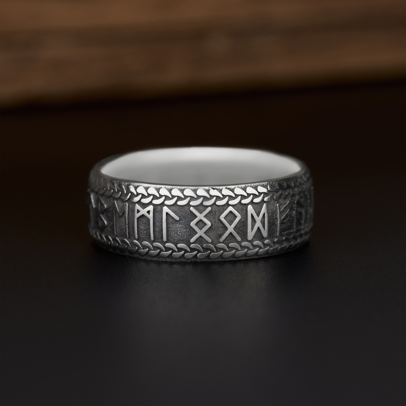 Viking Rune Sterling Silver Band Ring