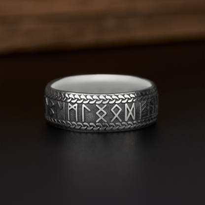 Viking Rune Sterling Silver Band Ring