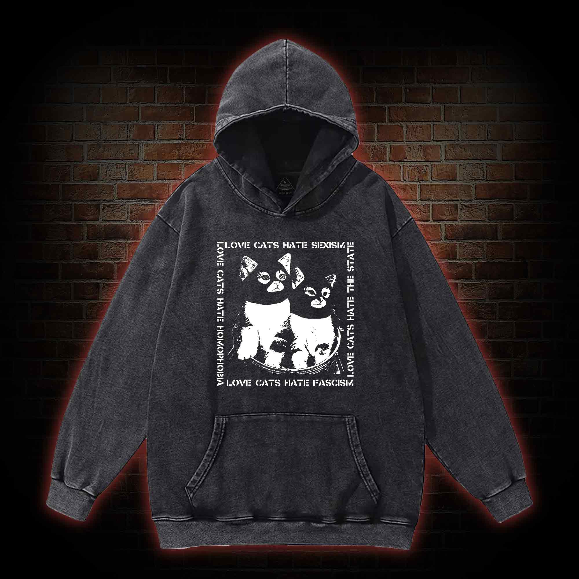 Love Cats Washed Hoodie