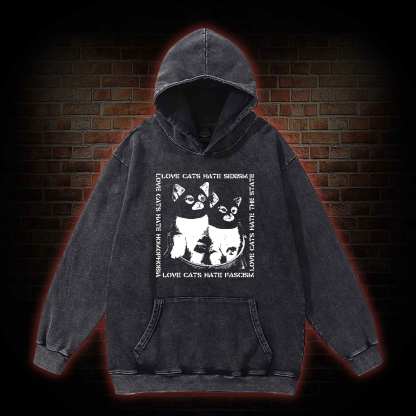 Love Cats Washed Hoodie