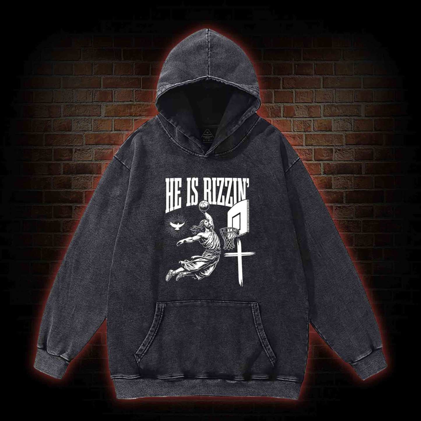 He Is Rizzin' Washed Hoodie
