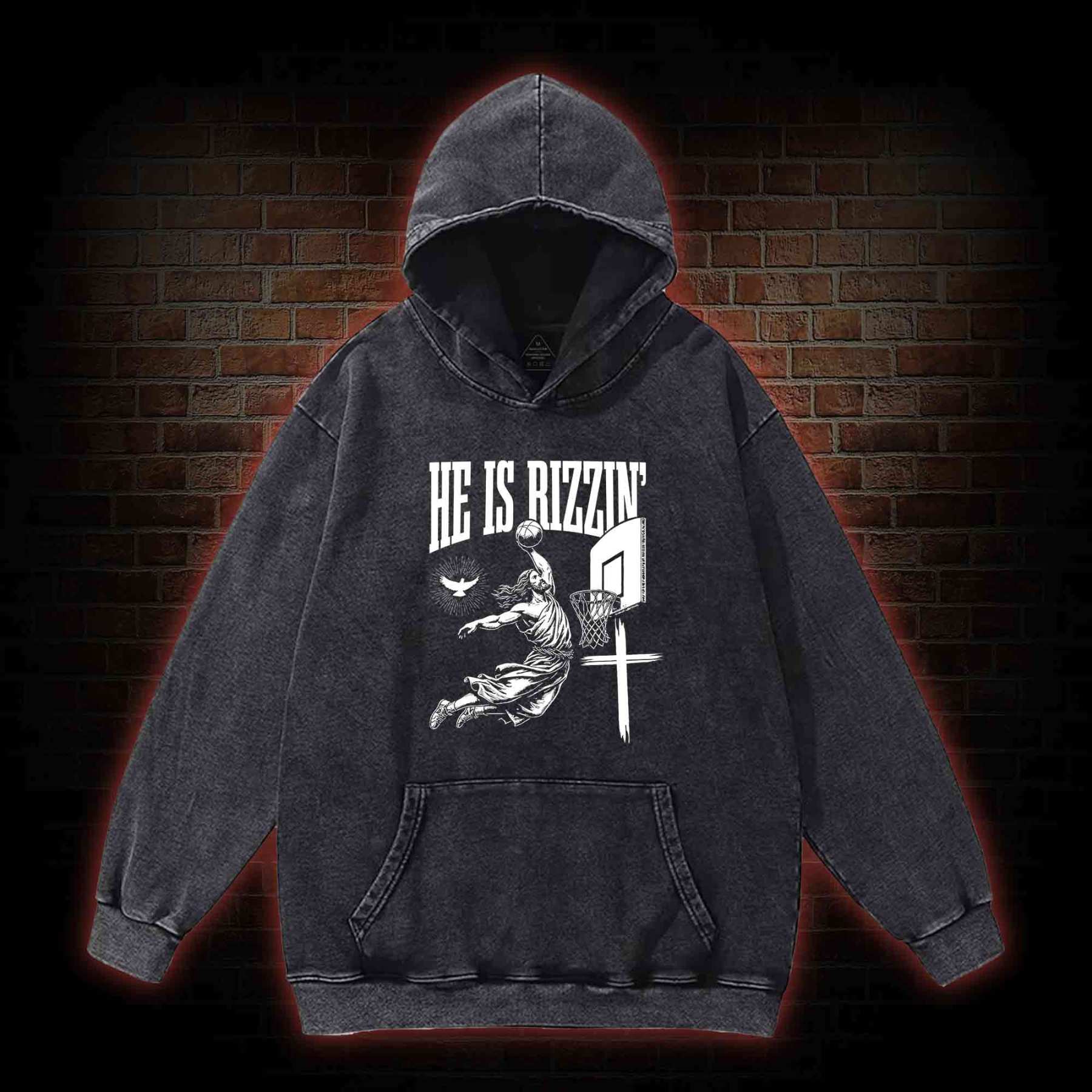 He Is Rizzin' Washed Hoodie