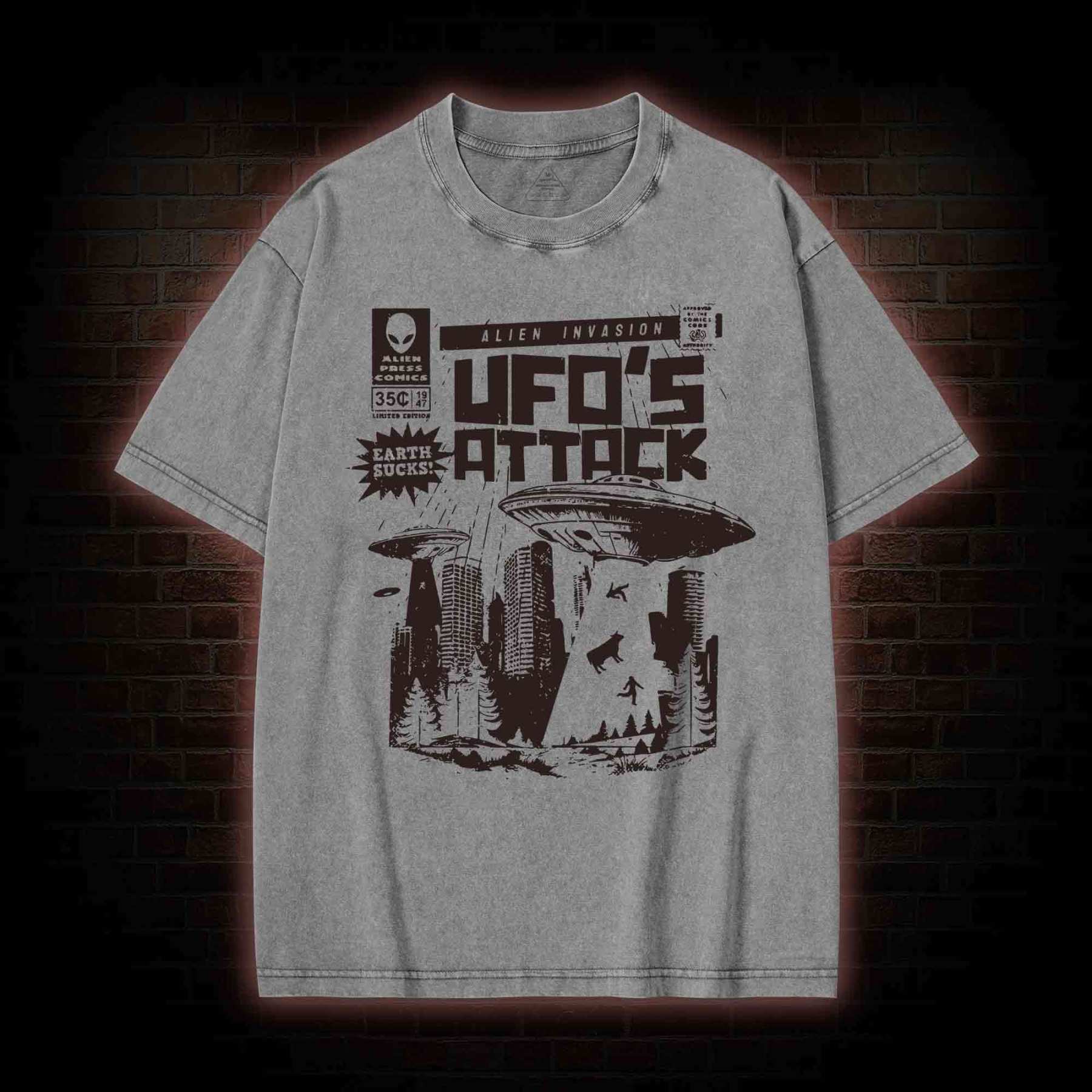 Ufo Attack Washed T-shirt