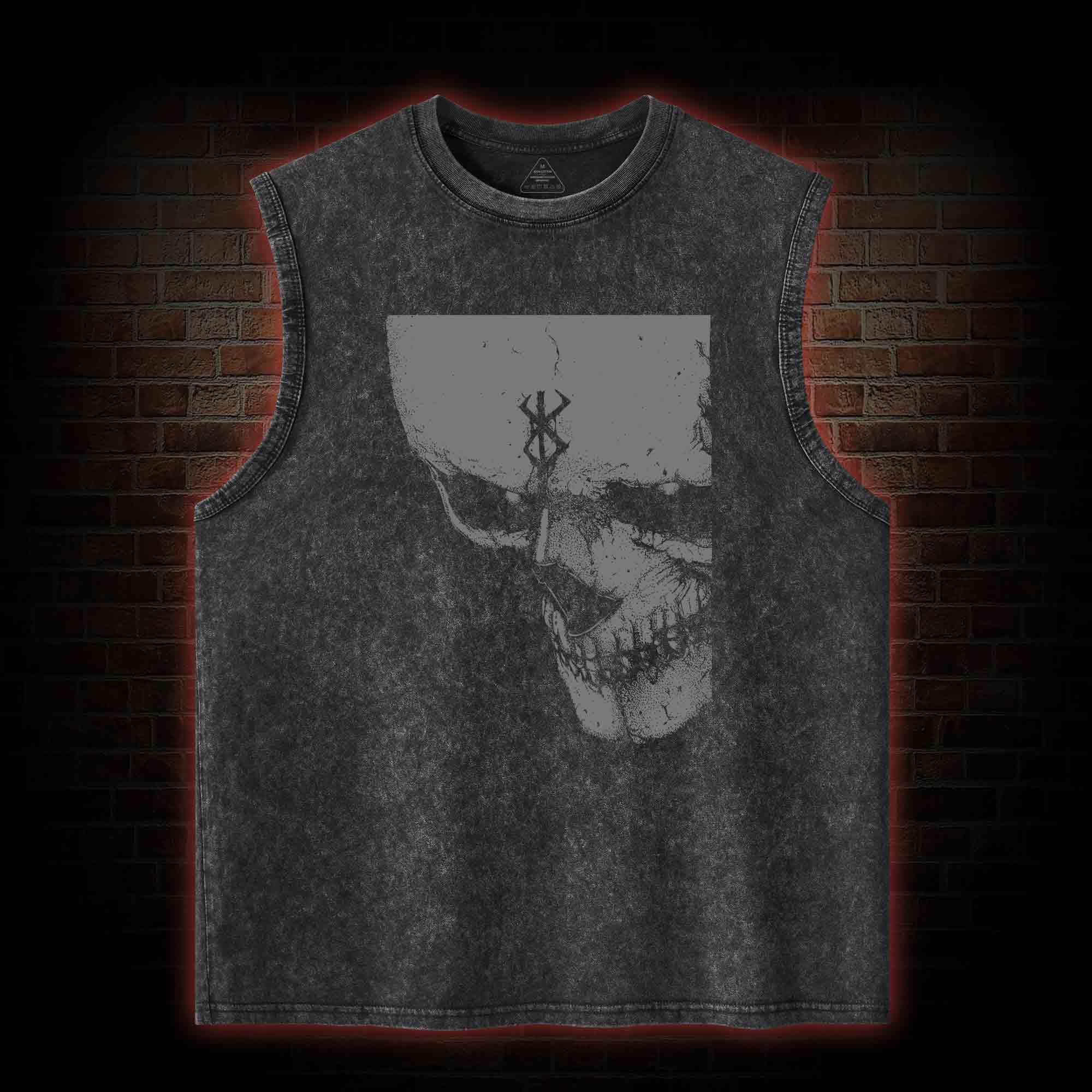 Dark Skull Knight Washed Tank Top
