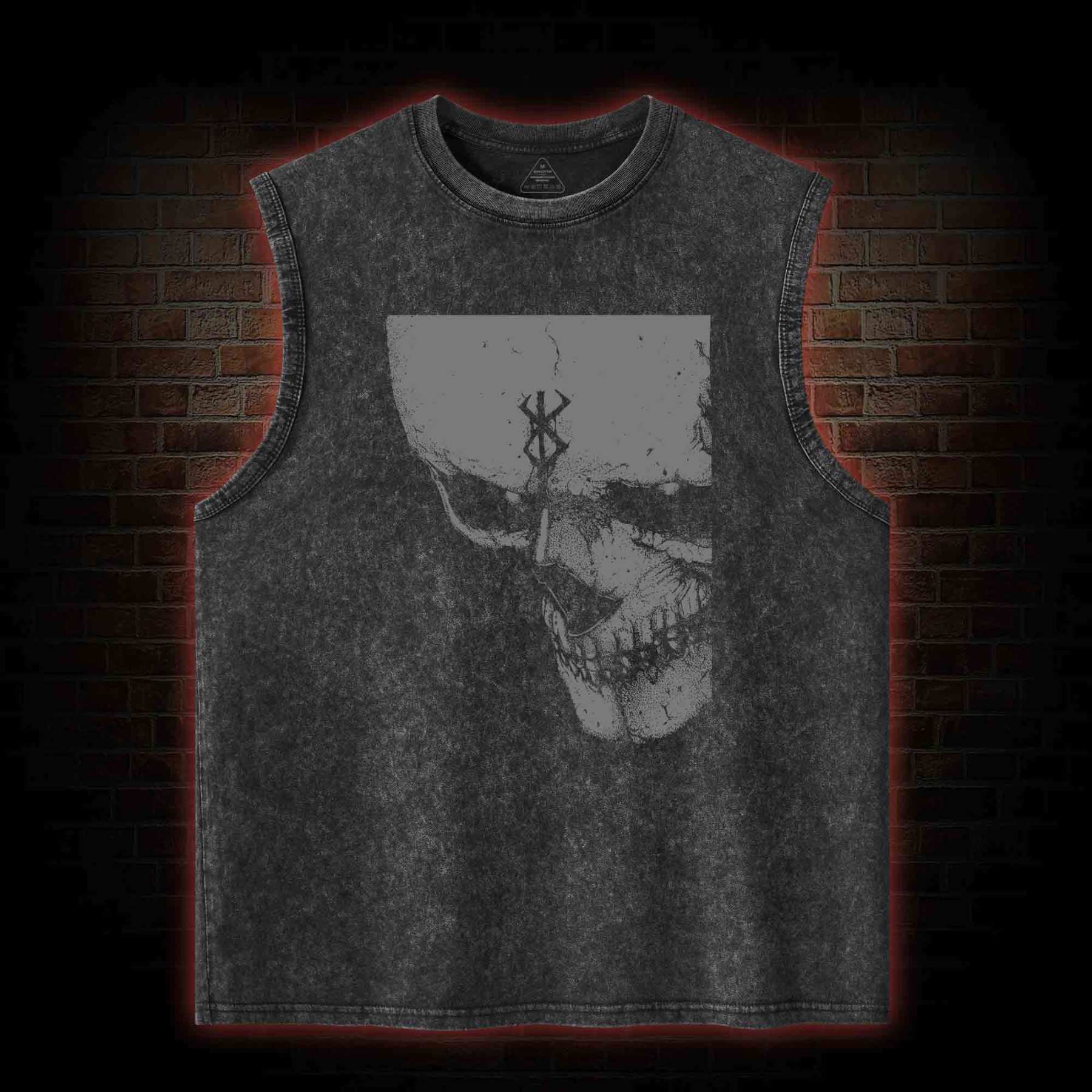 Dark Skull Knight Washed Tank Top