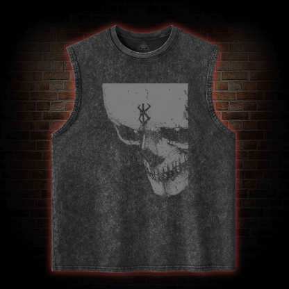 Dark Skull Knight Washed Tank Top