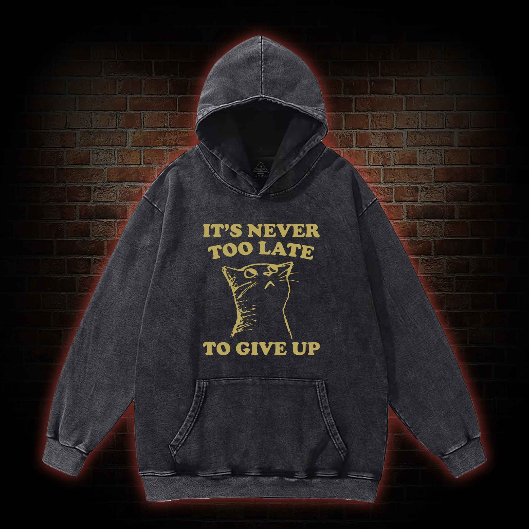 It's Never Too Late To Give Up Washed Hoodie