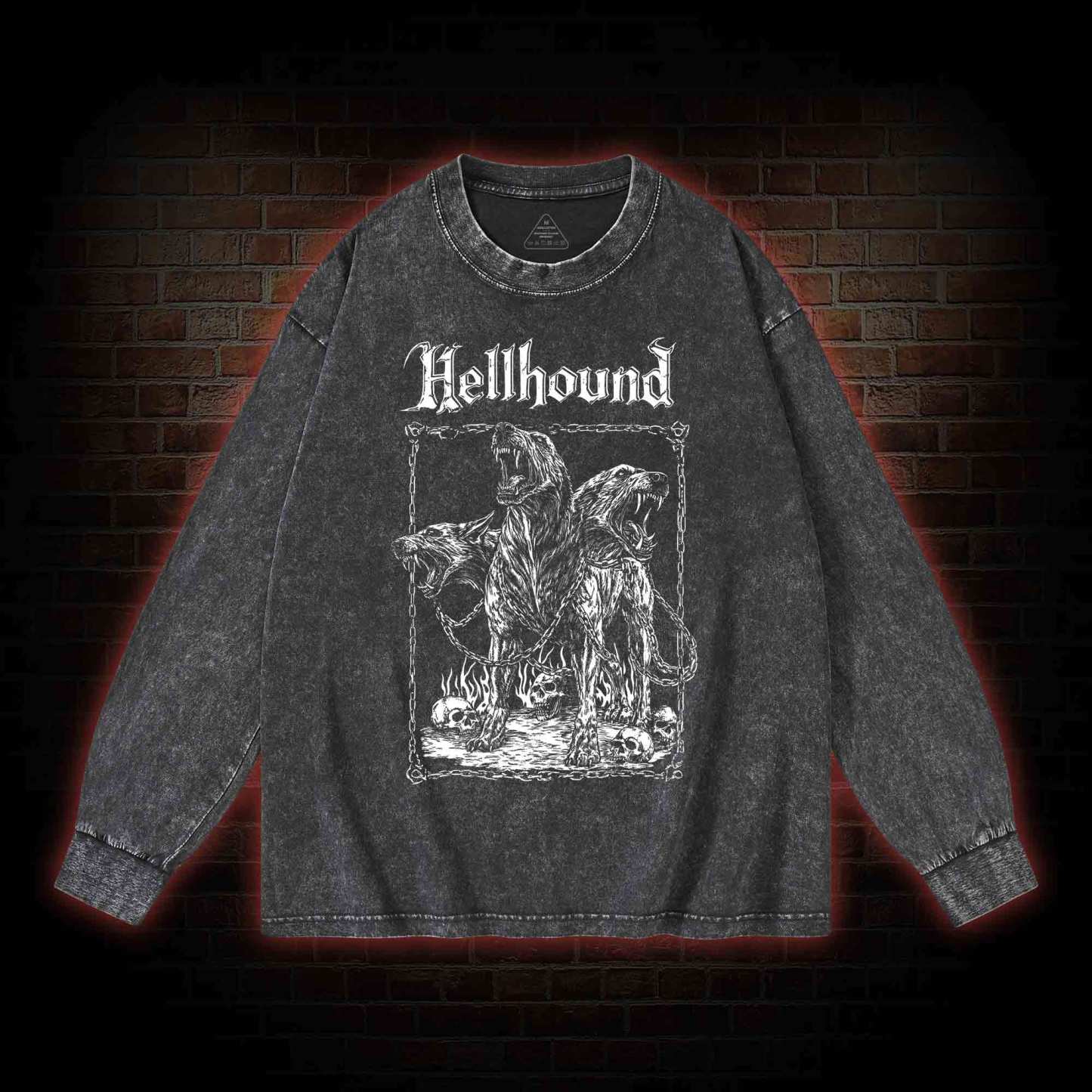 Hell Hound Cerberus Washed Long-Sleeve T-shirt