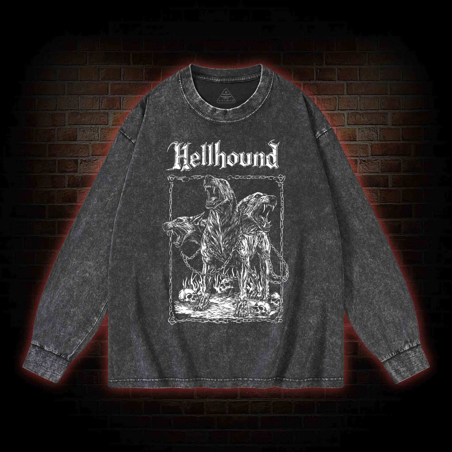 Hell Hound Cerberus Washed Long-Sleeve T-shirt
