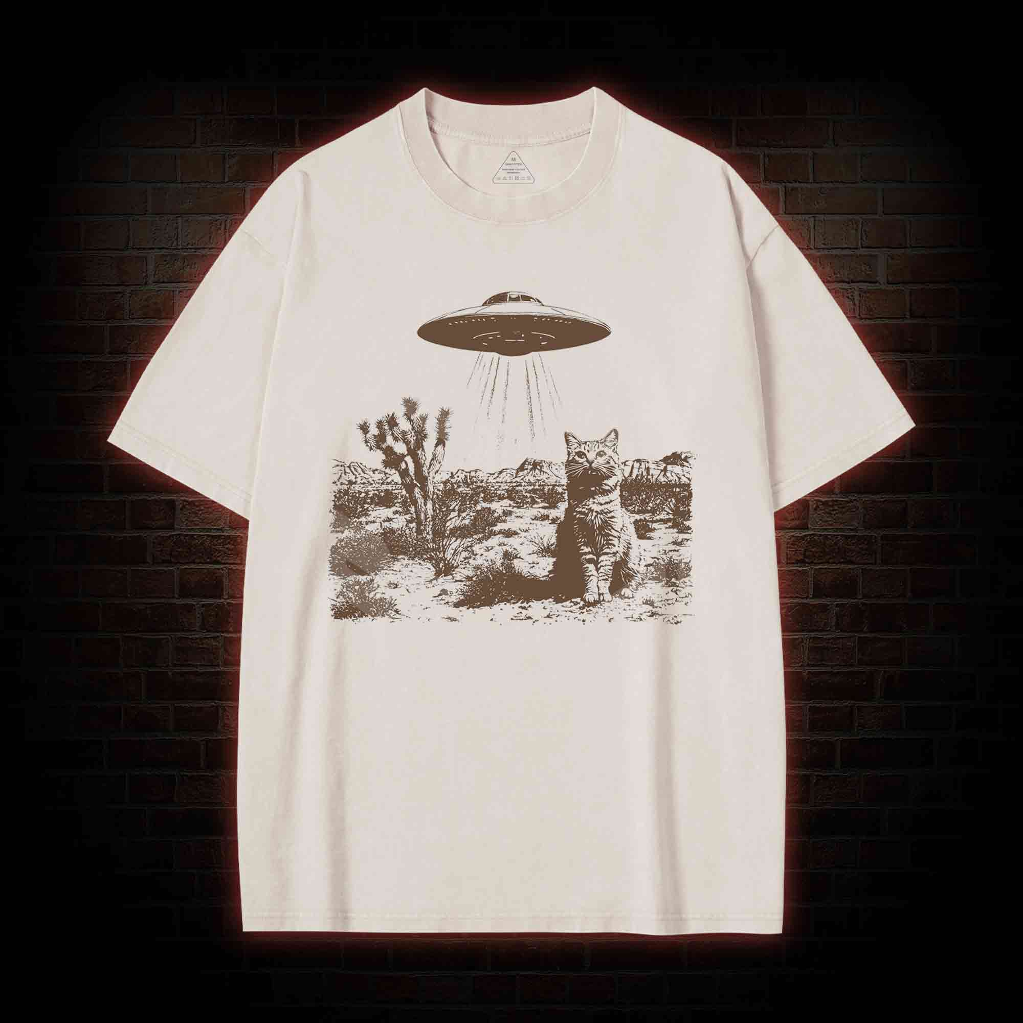 Ufo Cowboy Cat Washed T-shirt