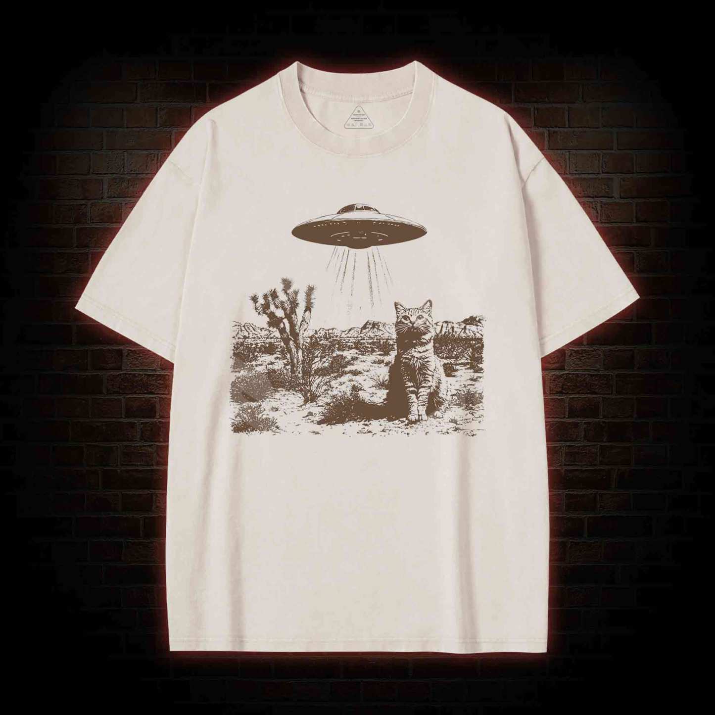 Ufo Cowboy Cat Washed T-shirt
