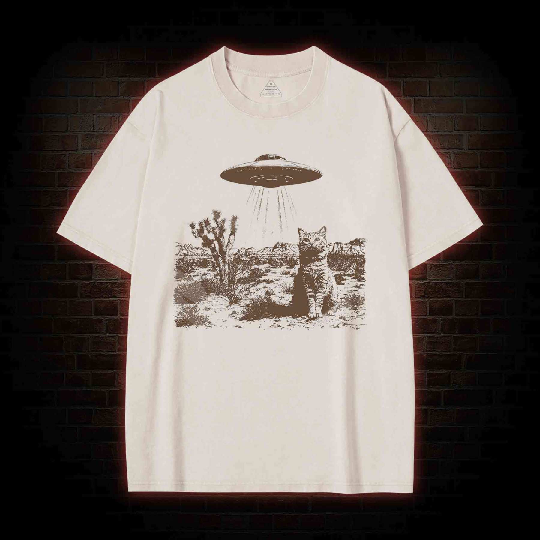 Ufo Cowboy Cat Washed T-shirt