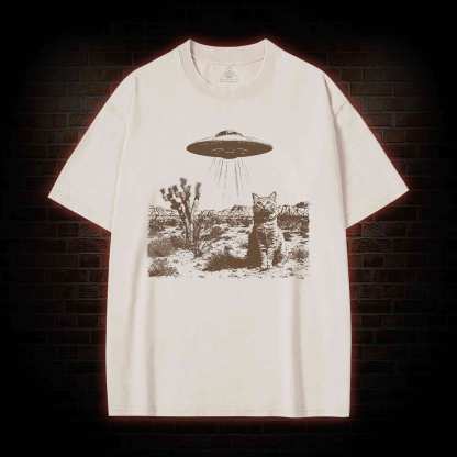 Ufo Cowboy Cat Washed T-shirt
