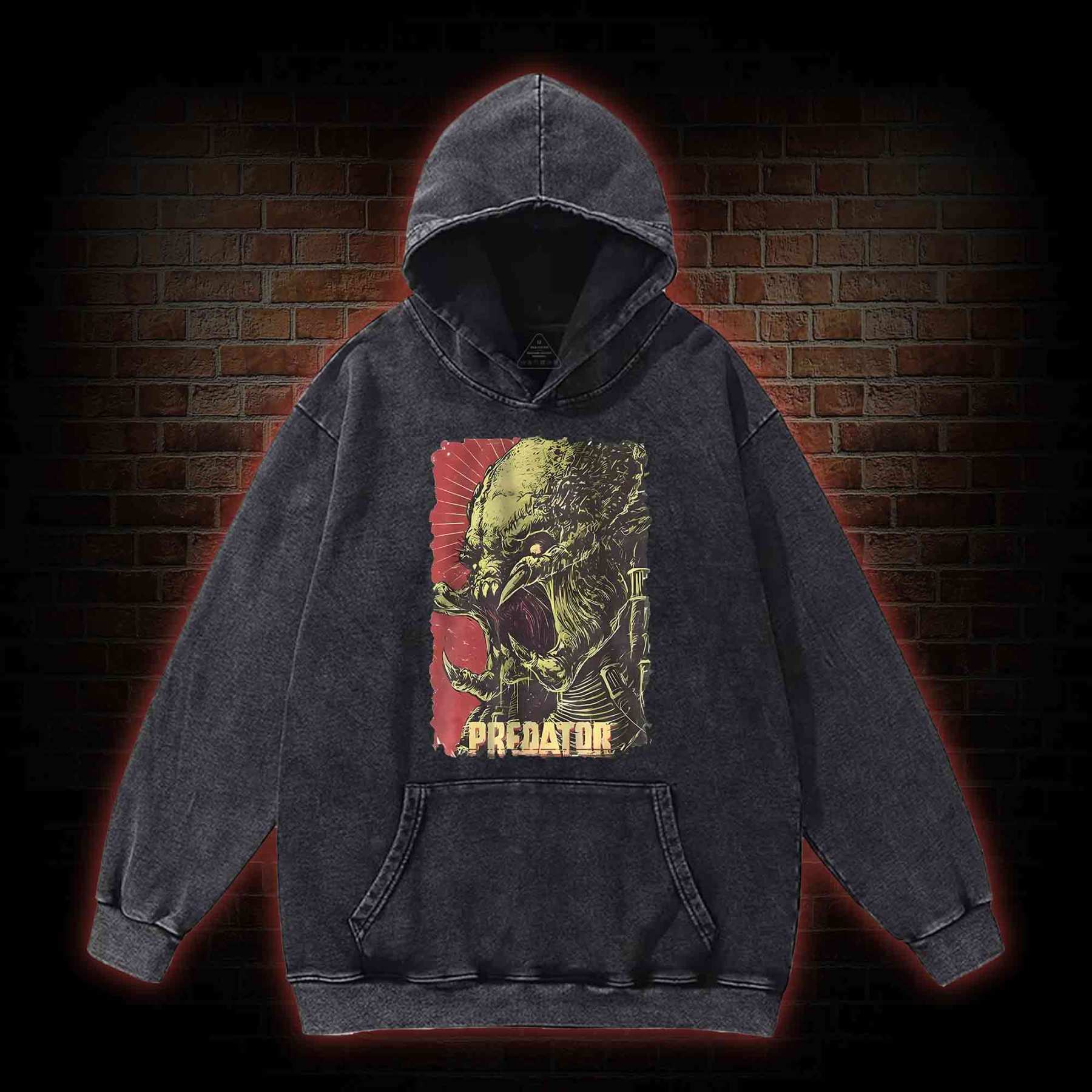 Alien Vs Alien Hunter Vintage Movie Washed Hoodie