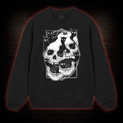 Cat Ghost Double Skull Sweatshirt