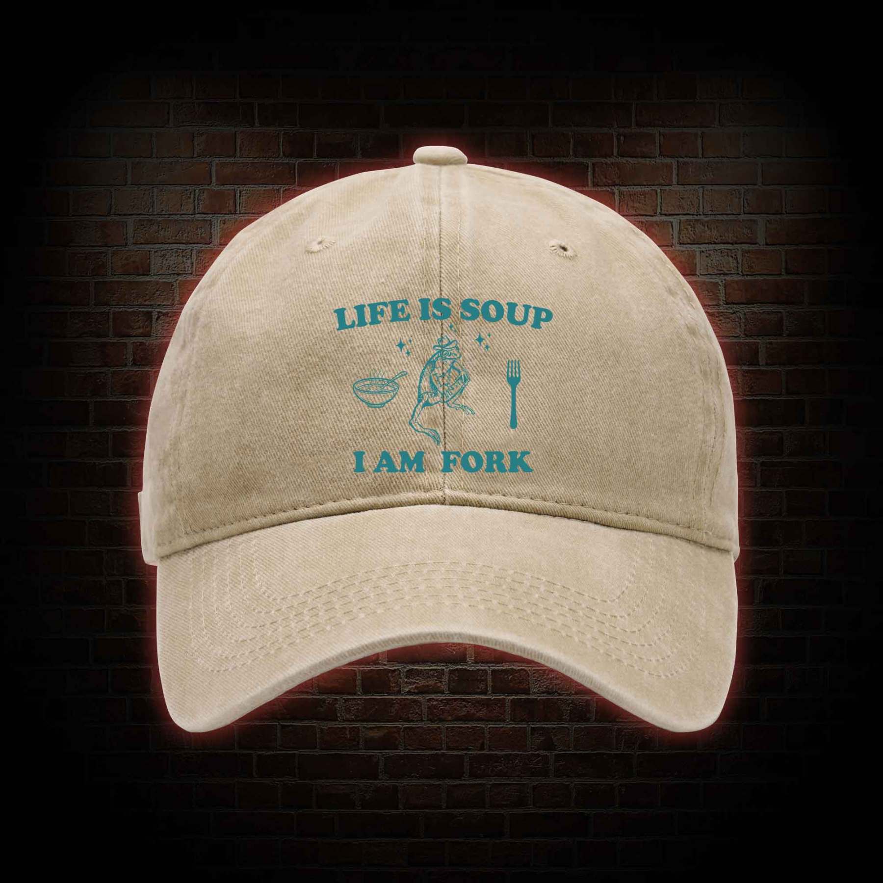 Life Is Soup I Am Fork Washed Vintage Baseball Cap