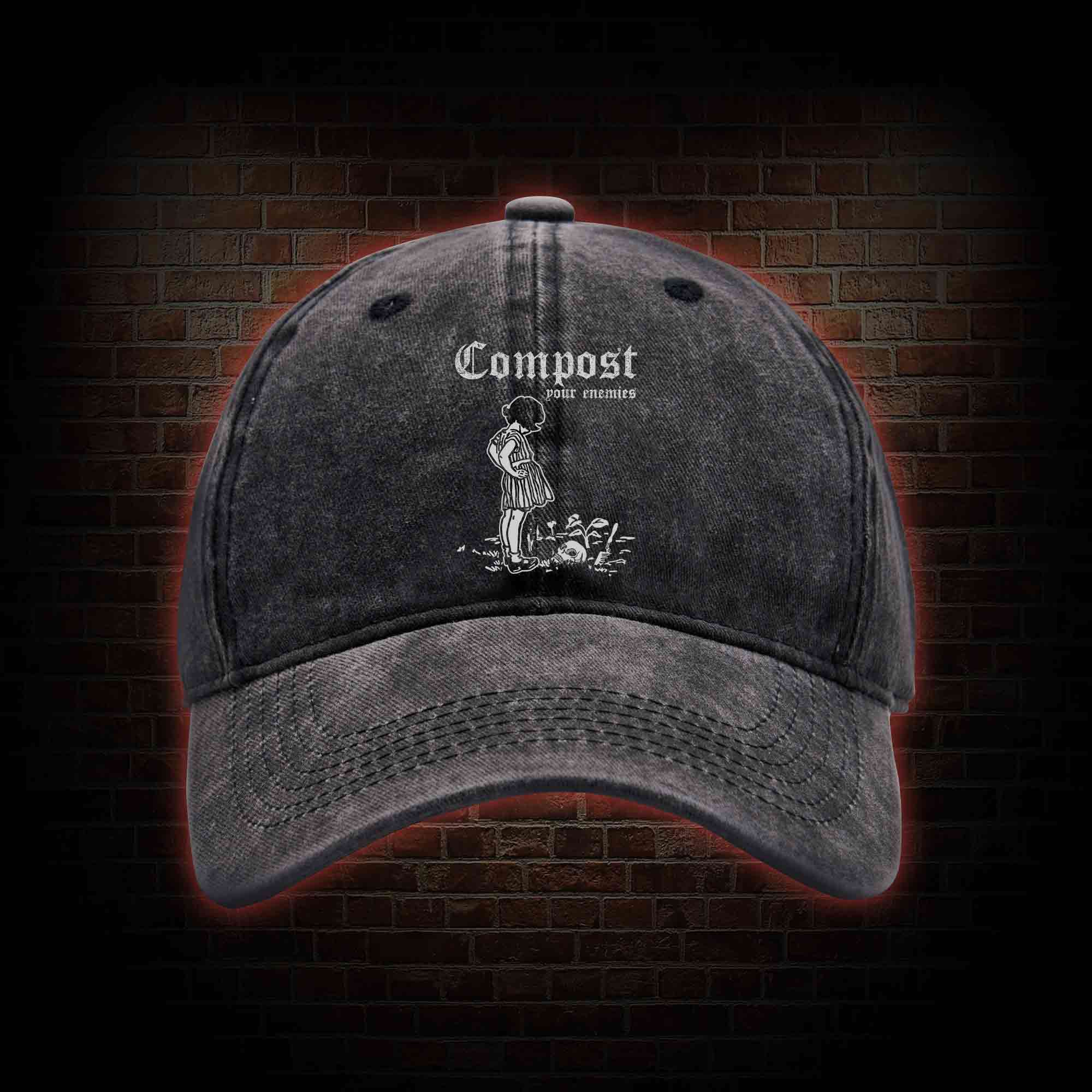 Compost Your Enemies Washed Vintage Baseball Cap