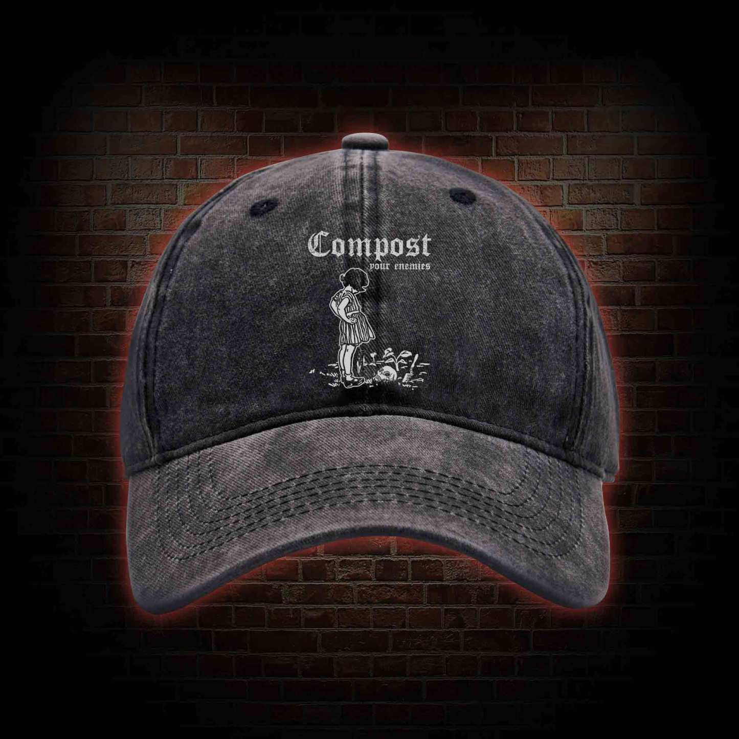 Compost Your Enemies Washed Vintage Baseball Cap