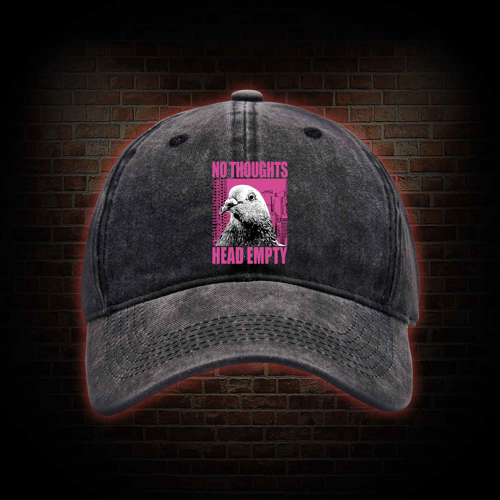 No Thoughts Head Empty Washed Vintage Baseball Cap