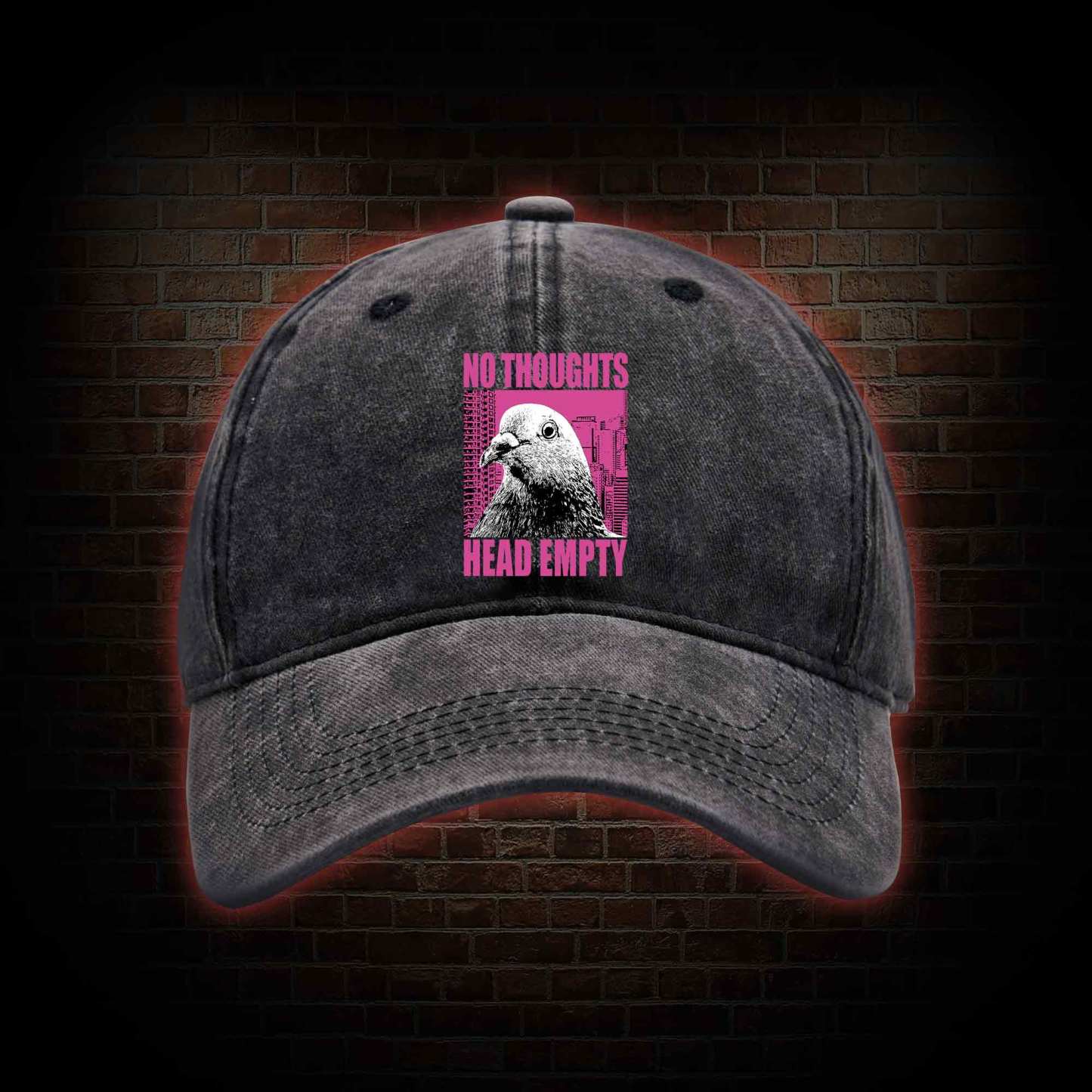 No Thoughts Head Empty Washed Vintage Baseball Cap