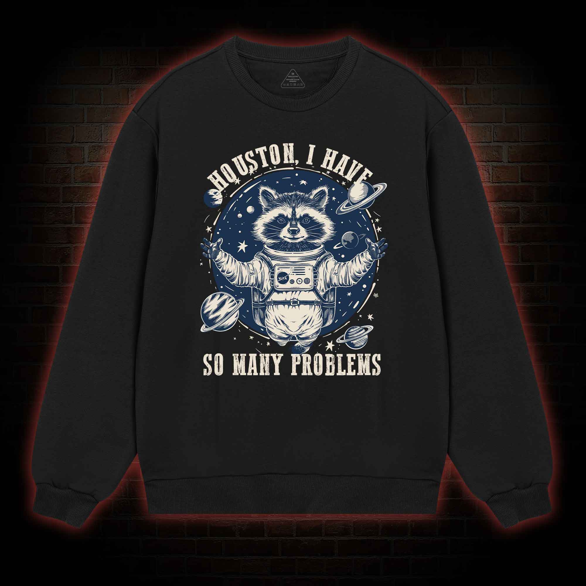 Houston I Have So Many Problems Raccoon Sweatshirt