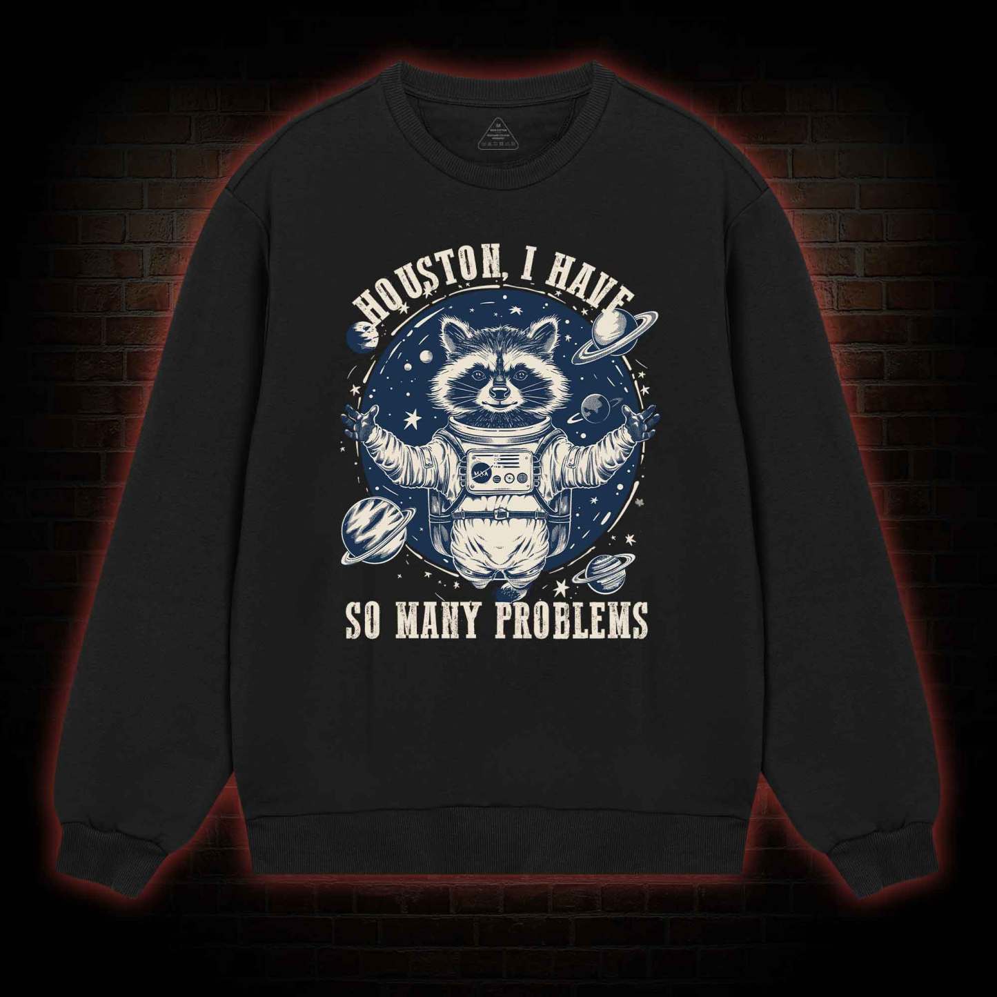 Houston I Have So Many Problems Raccoon Sweatshirt