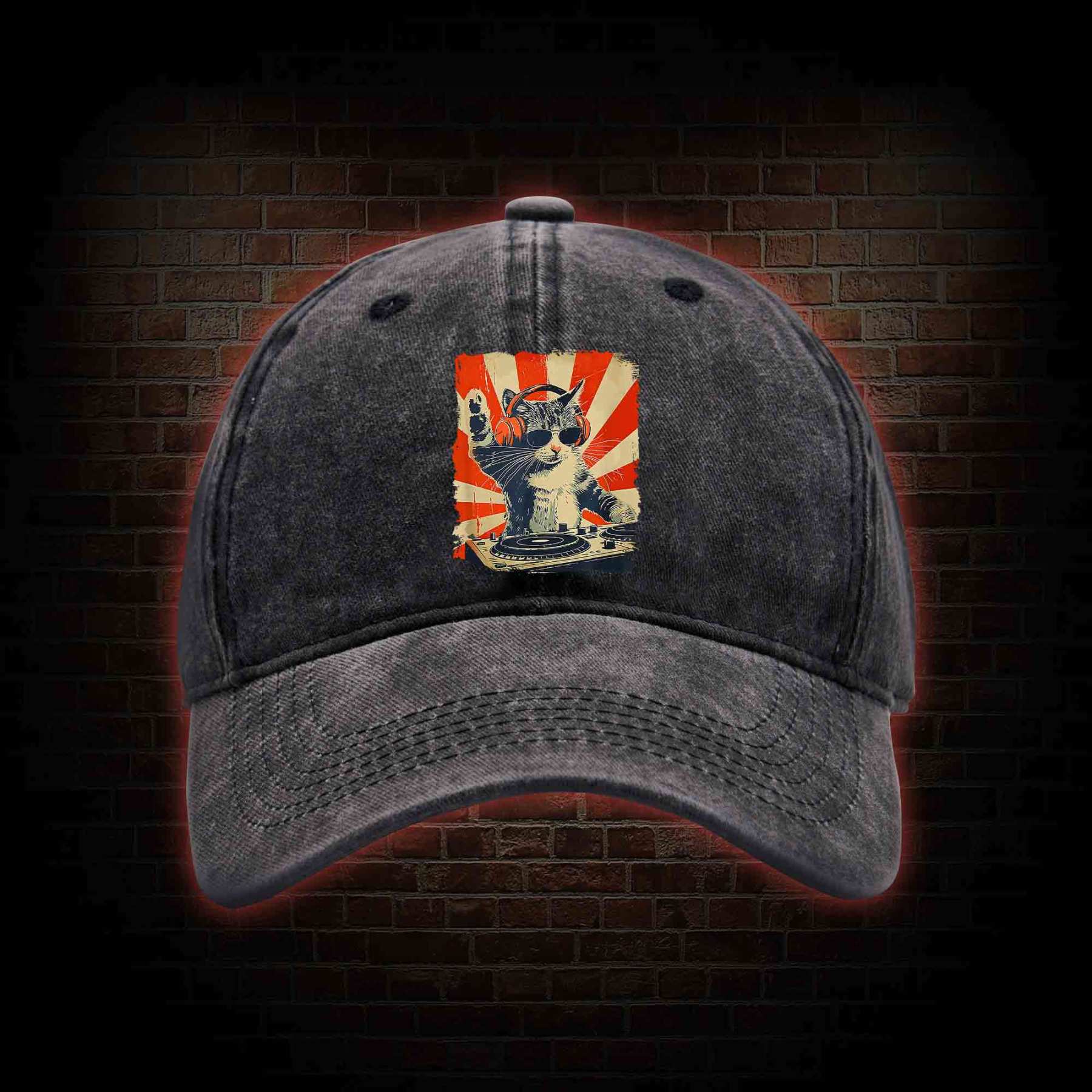 Dj Cat Washed Vintage Baseball Cap