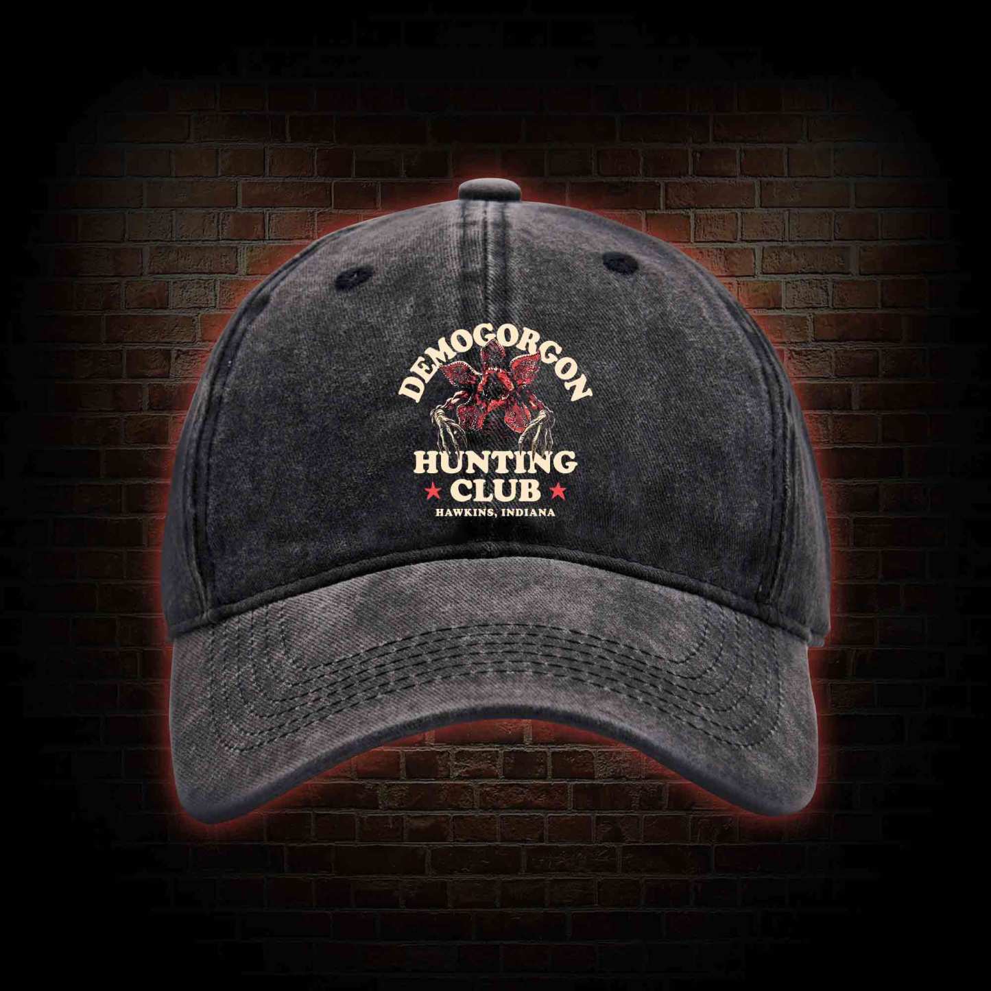 Demogorgon Hunting Club Washed Vintage Baseball Cap