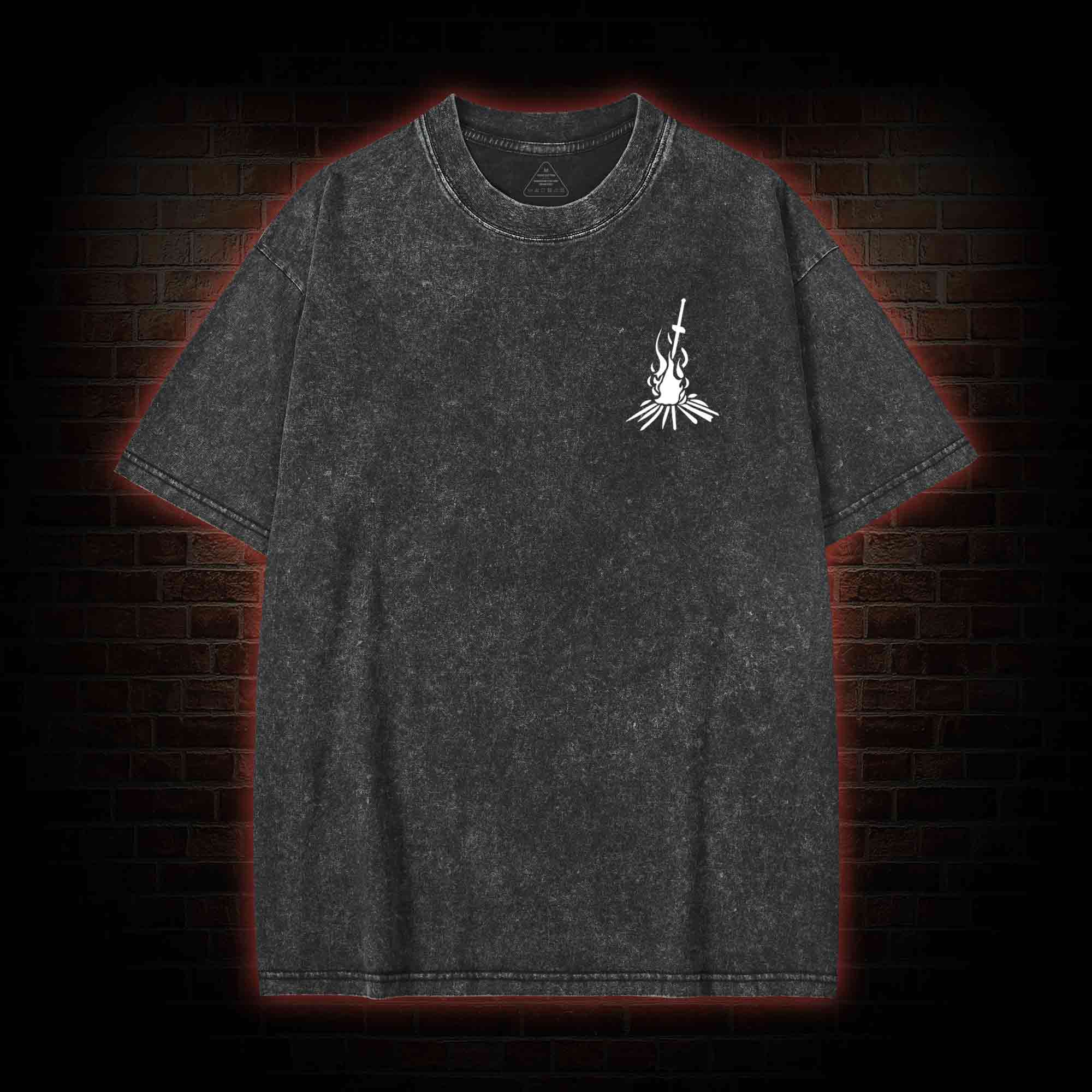 Onion Knight Back Print Washed T-shirt