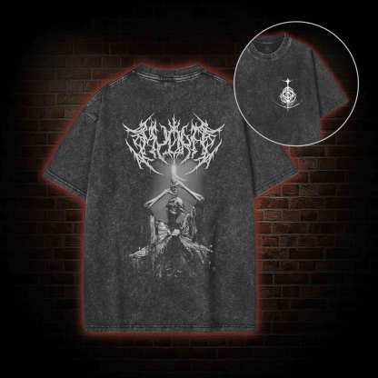 Forgive Me Back Print Washed T-shirt