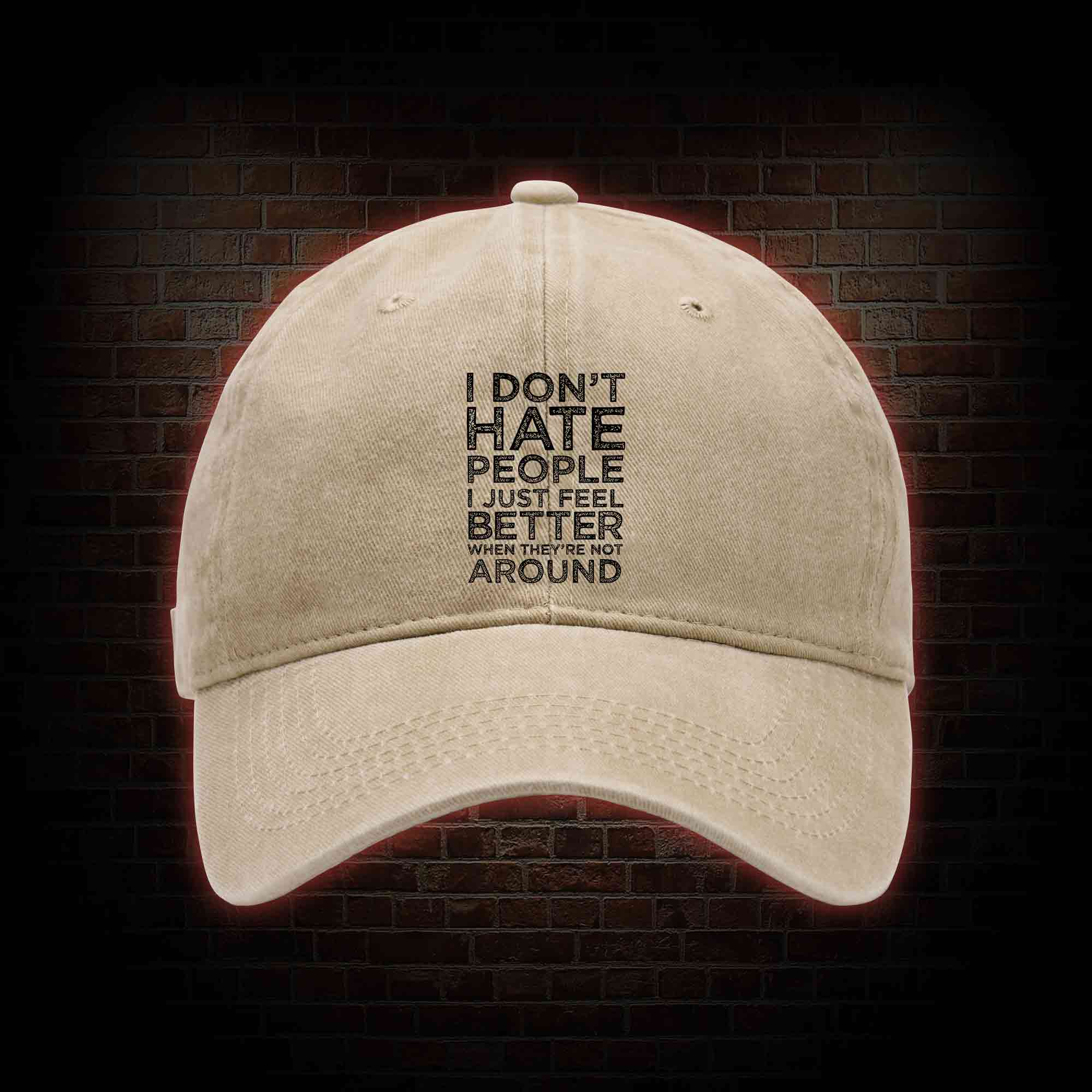 I Don't Hate People Washed Vintage Baseball Cap