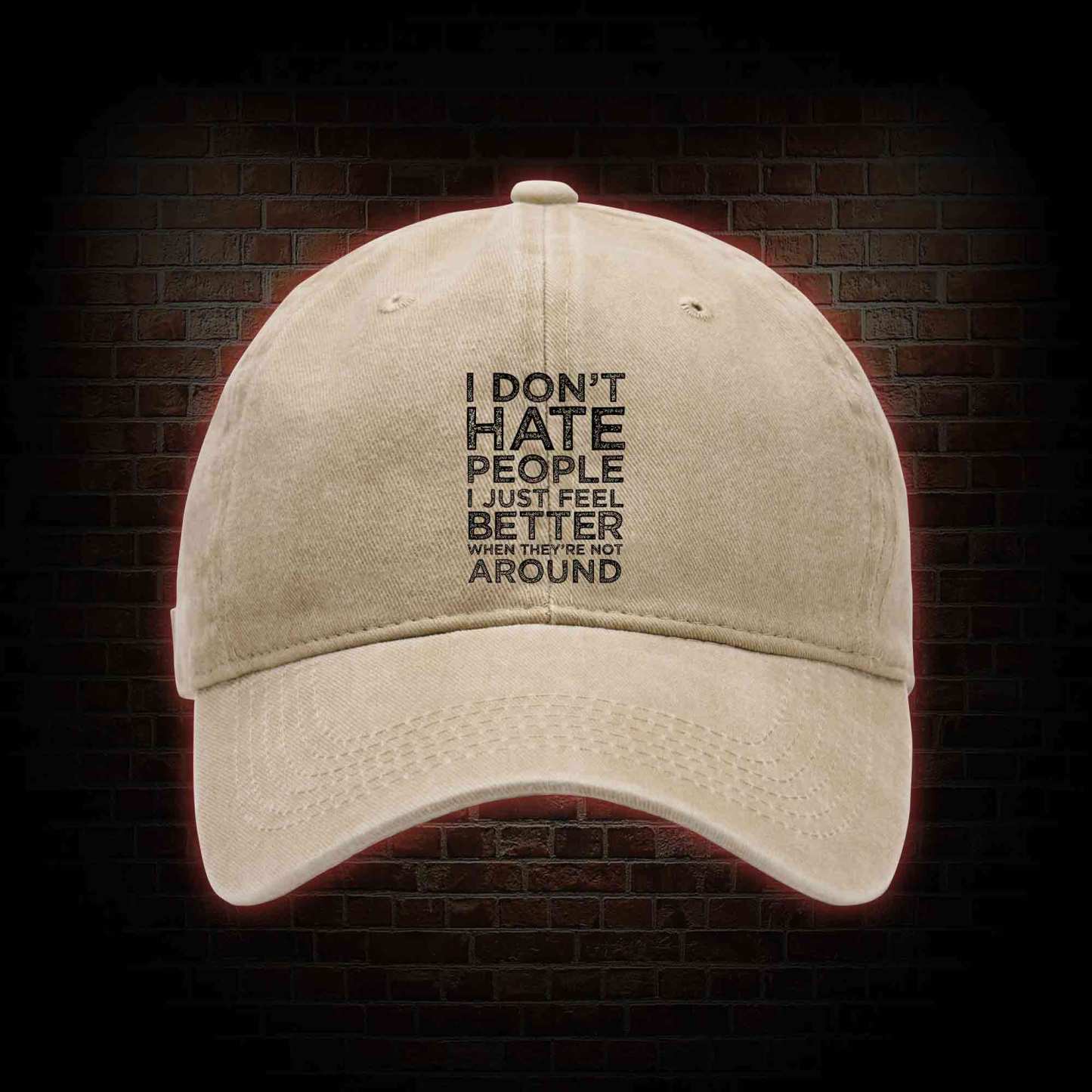 I Don't Hate People Washed Vintage Baseball Cap