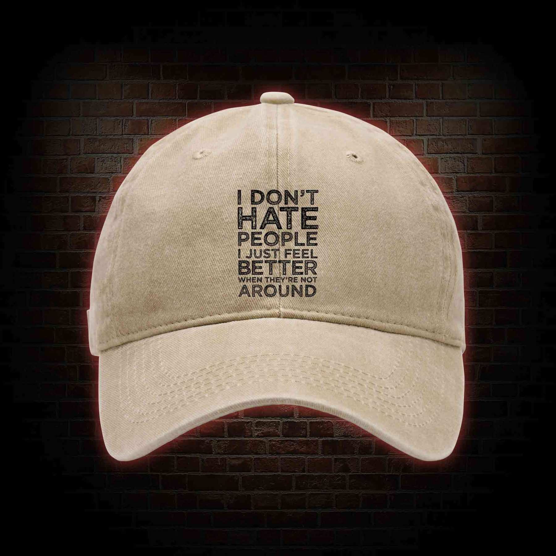 I Don't Hate People Washed Vintage Baseball Cap
