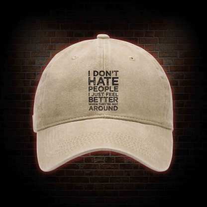 I Don't Hate People Washed Vintage Baseball Cap