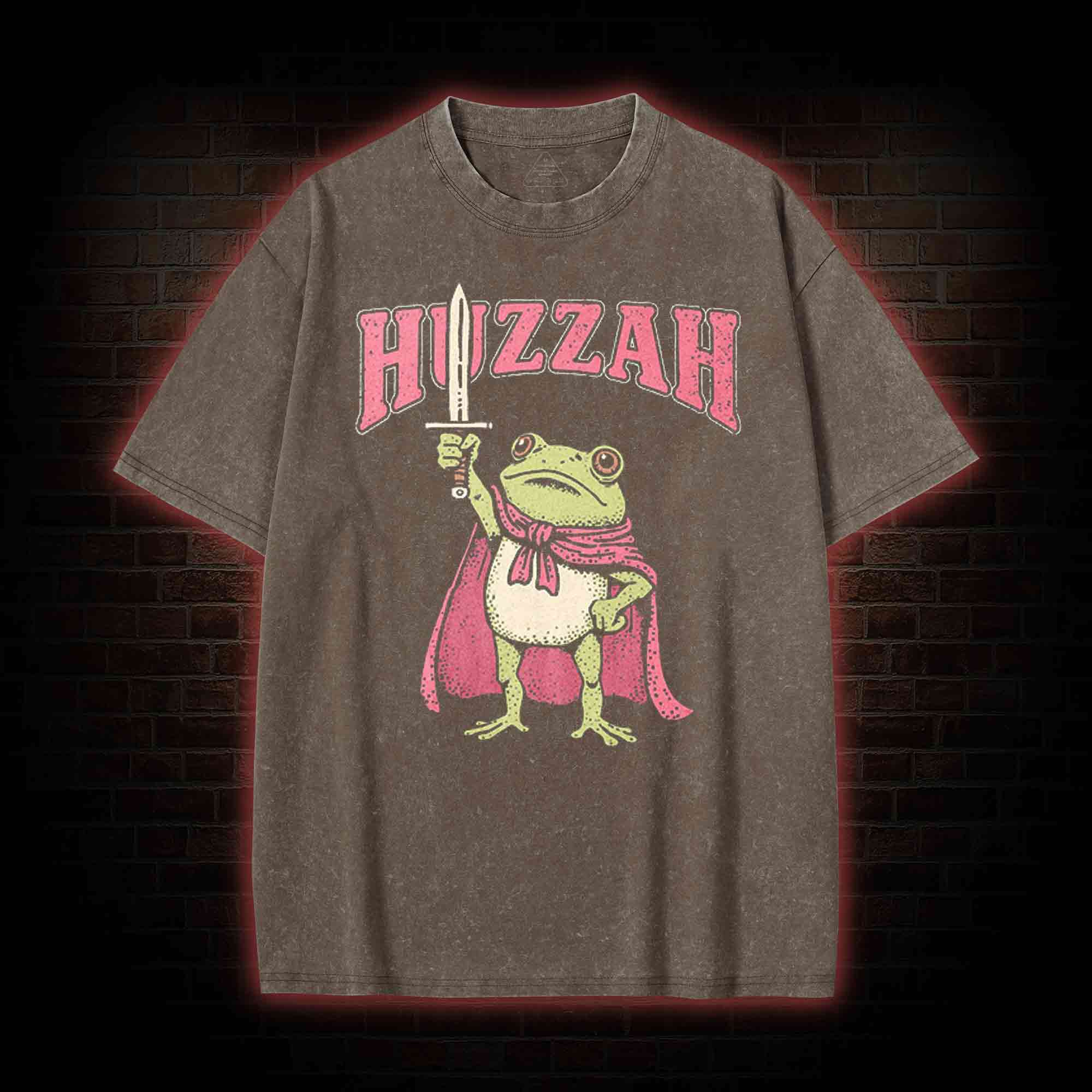 Huzzah Frog with Sword Washed T-shirt