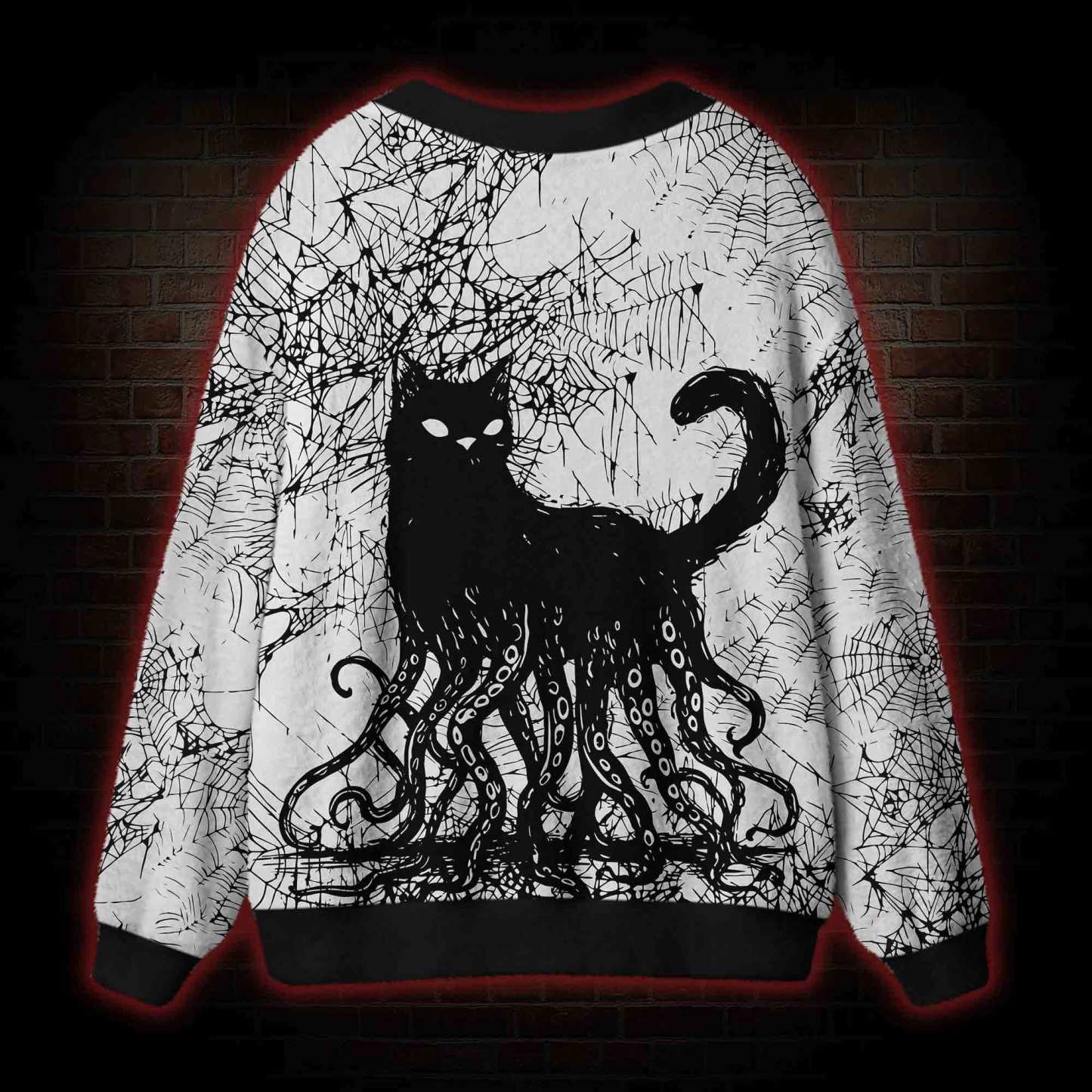 Octopus And Black Cat Cardigan Sweater