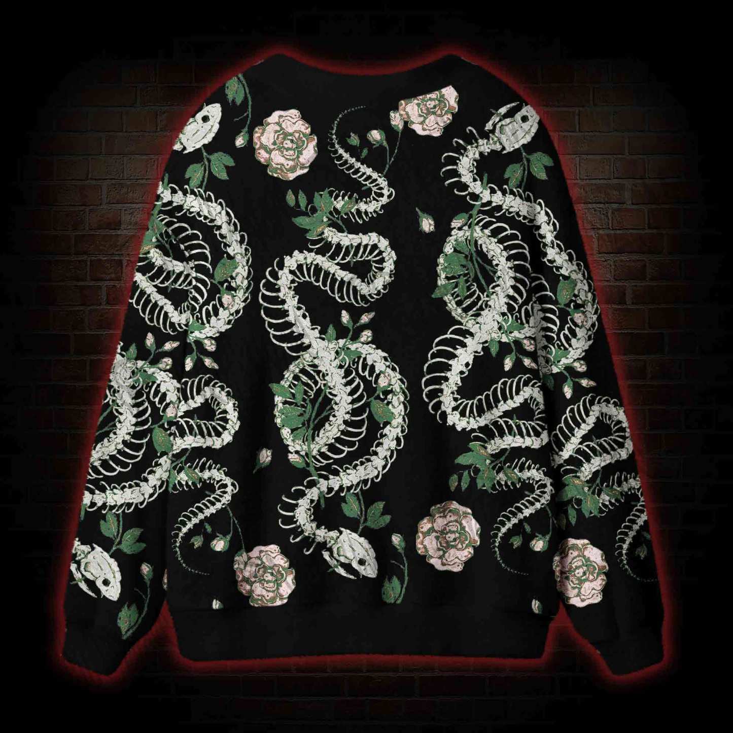 Flowers and Snake Skeleton Cardigan Sweater
