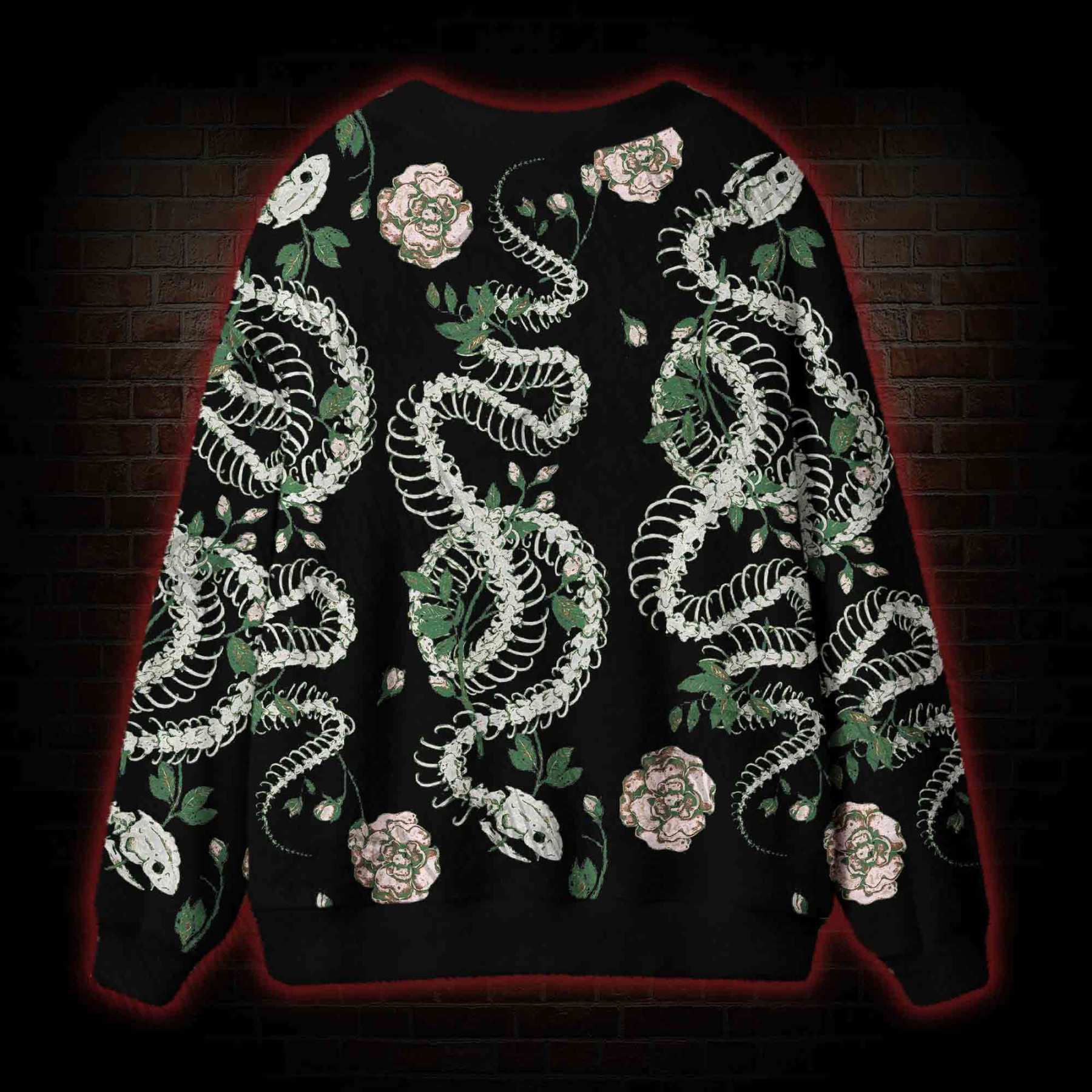 Flowers and Snake Skeleton Cardigan Sweater