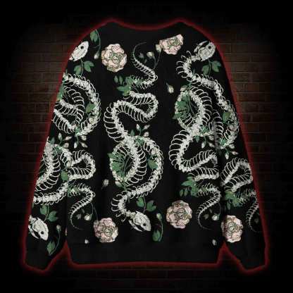 Flowers and Snake Skeleton Cardigan Sweater