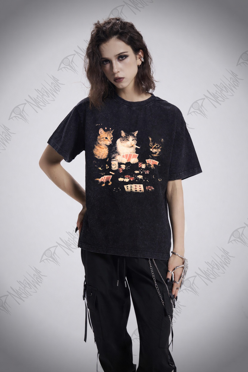 Cats Playing Poker Washed T-shirt