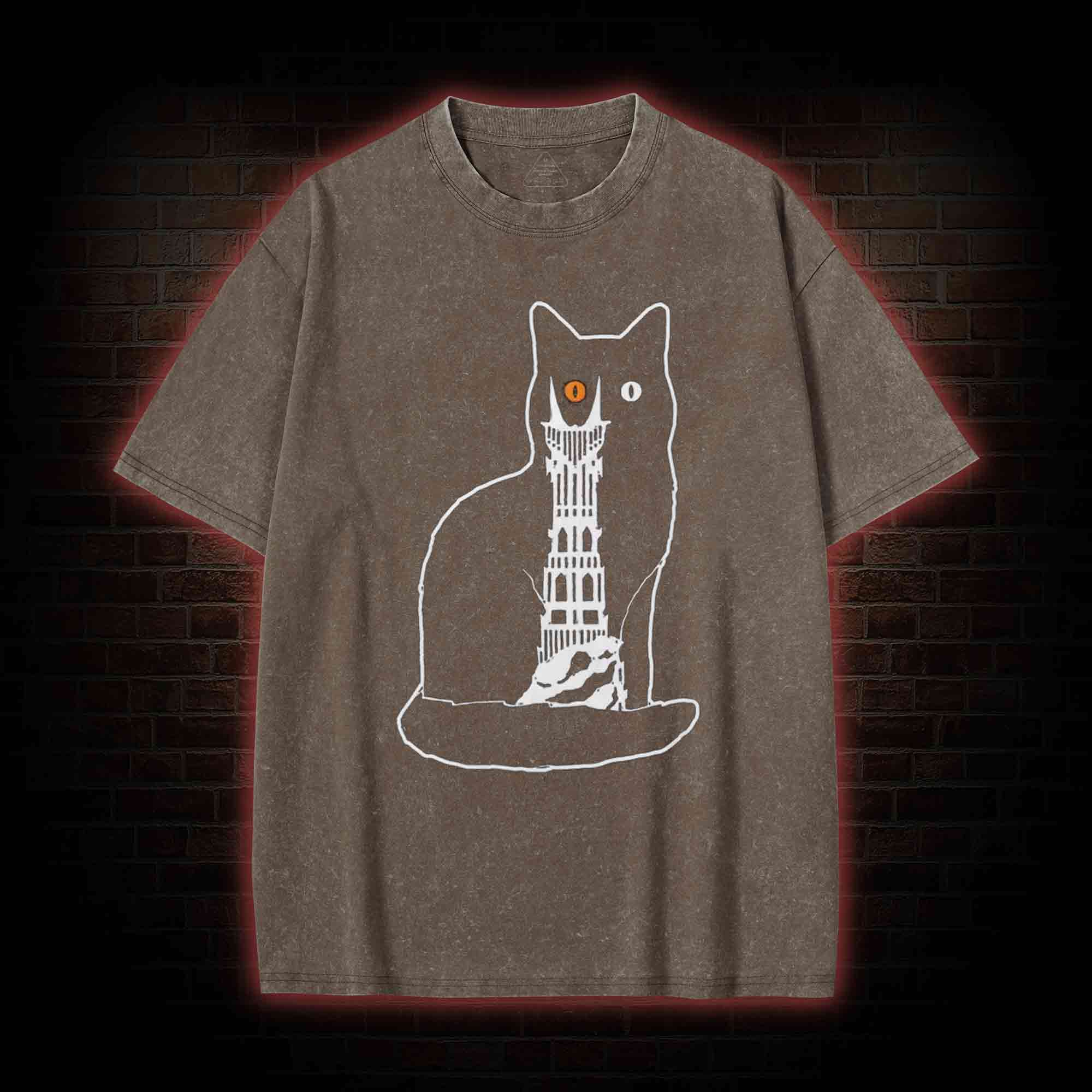 Cat Sauron Funny Washed T-shirt