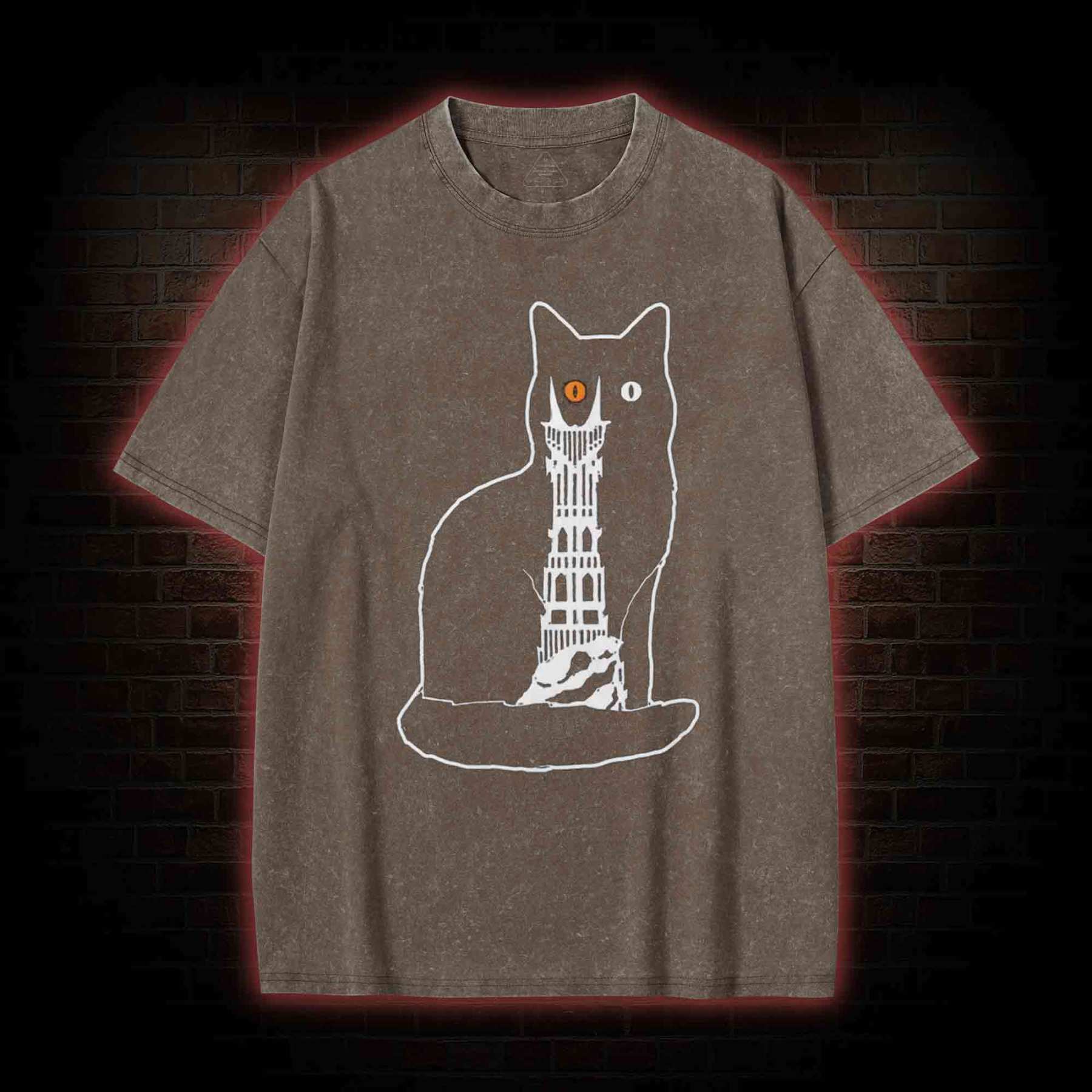 Cat Sauron Funny Washed T-shirt