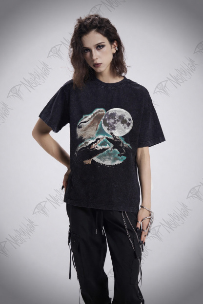 Three Alligator Moon Washed T-shirt