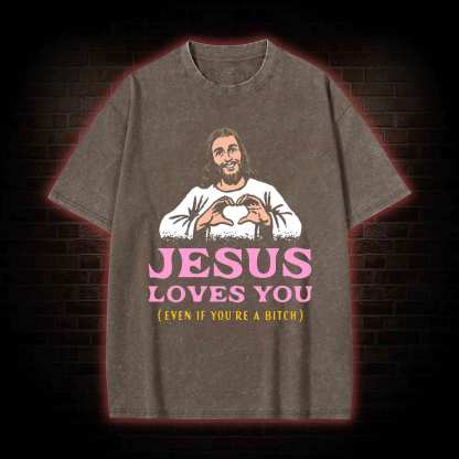 Jesus Loves You Washed T-shirt