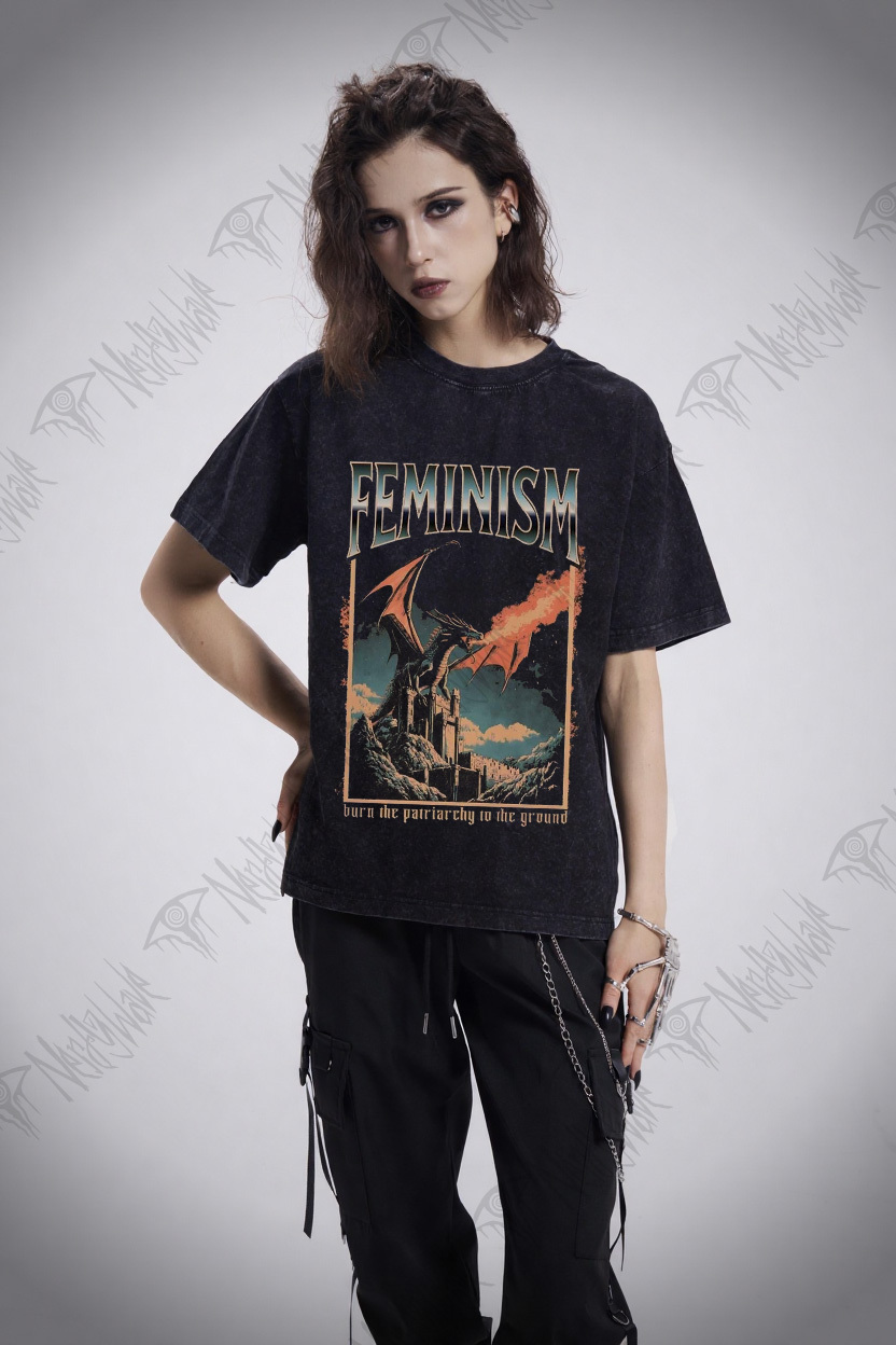 Burn the Patriarchy Dragon Washed T-shirt