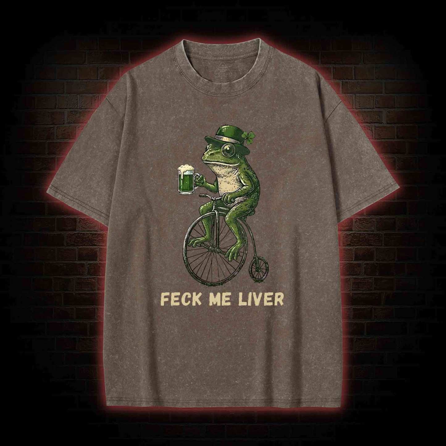 Funny Irish Frog Washed T-shirt