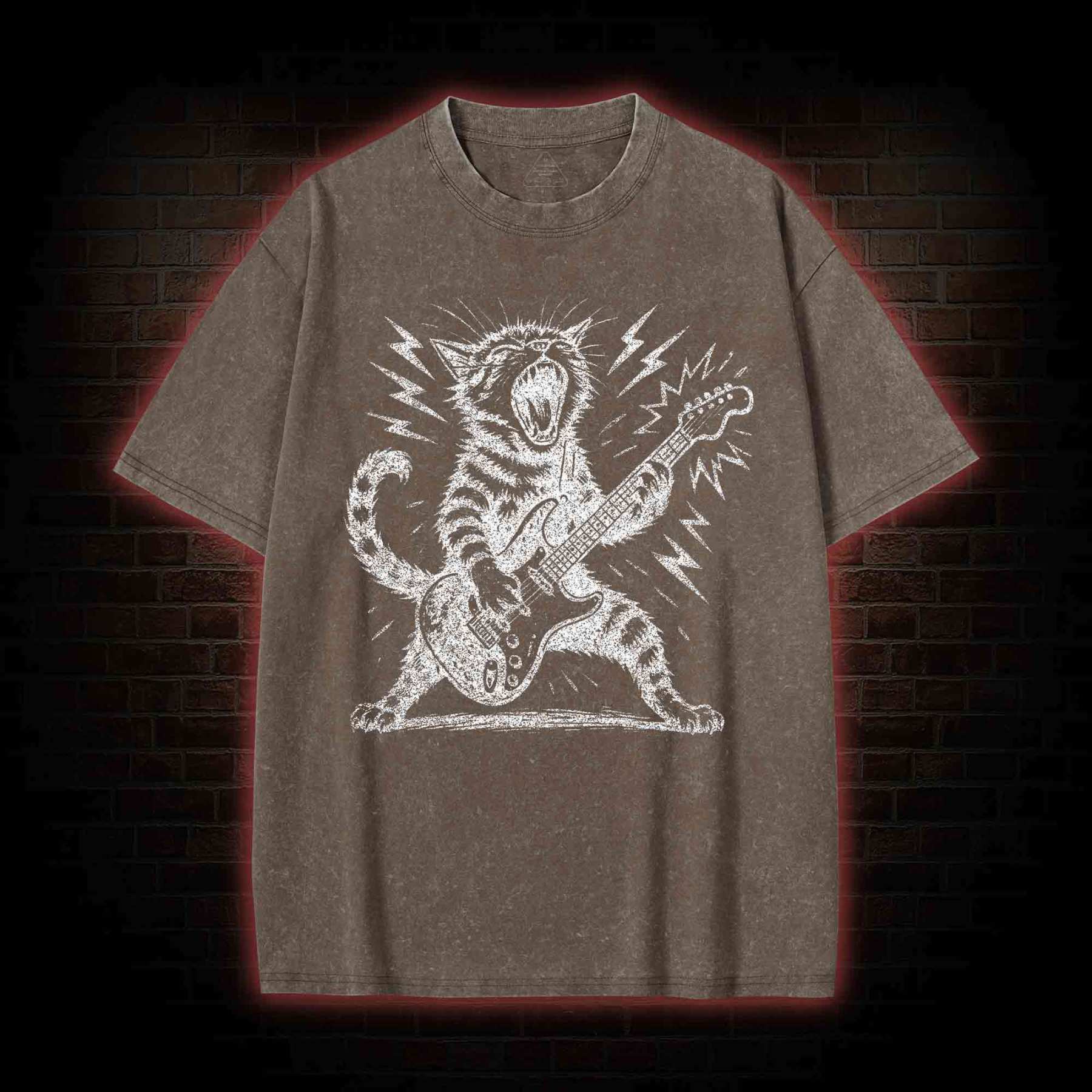 Rock and Roll Cat Washed T-shirt