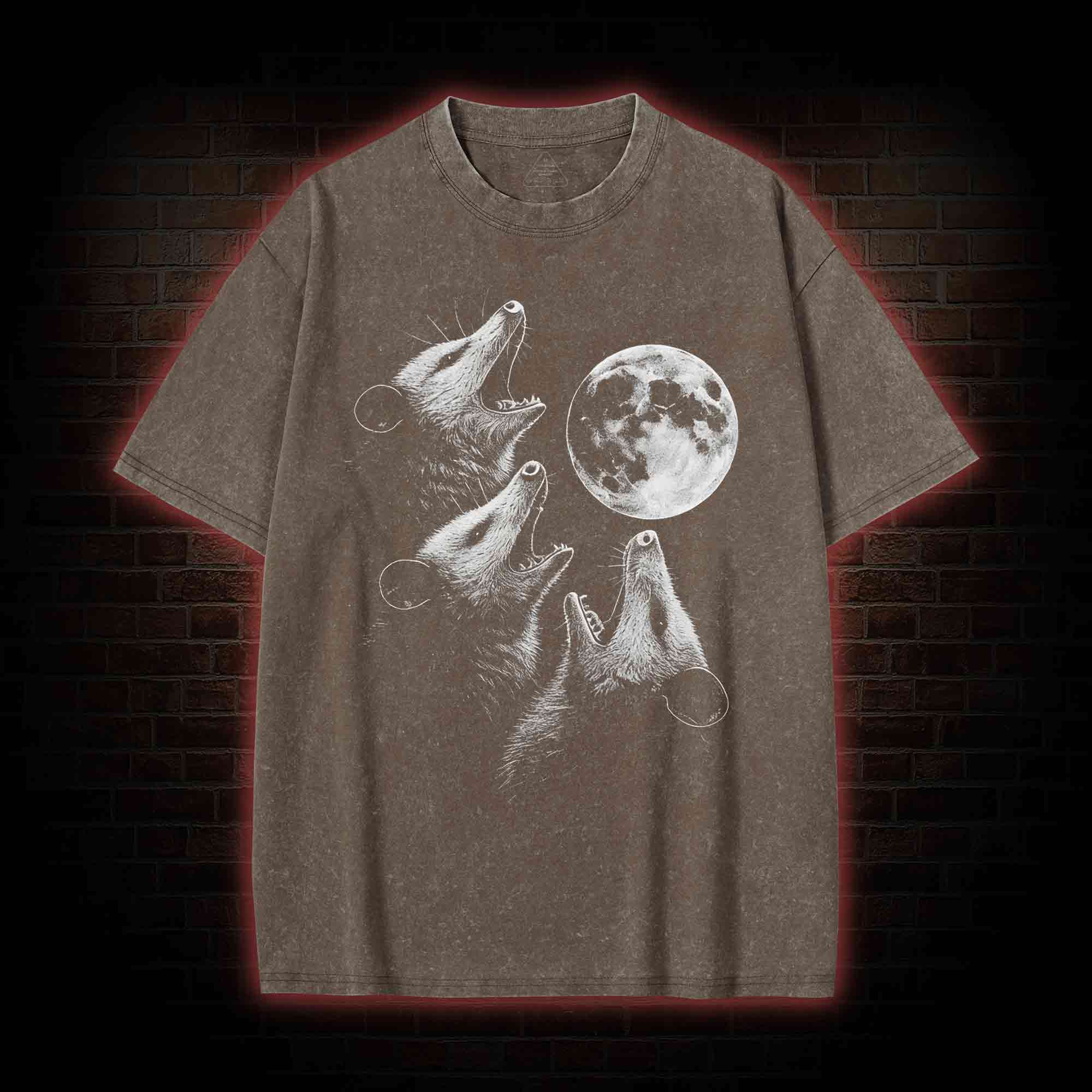 Possums Howling to Moon Washed T-shirt