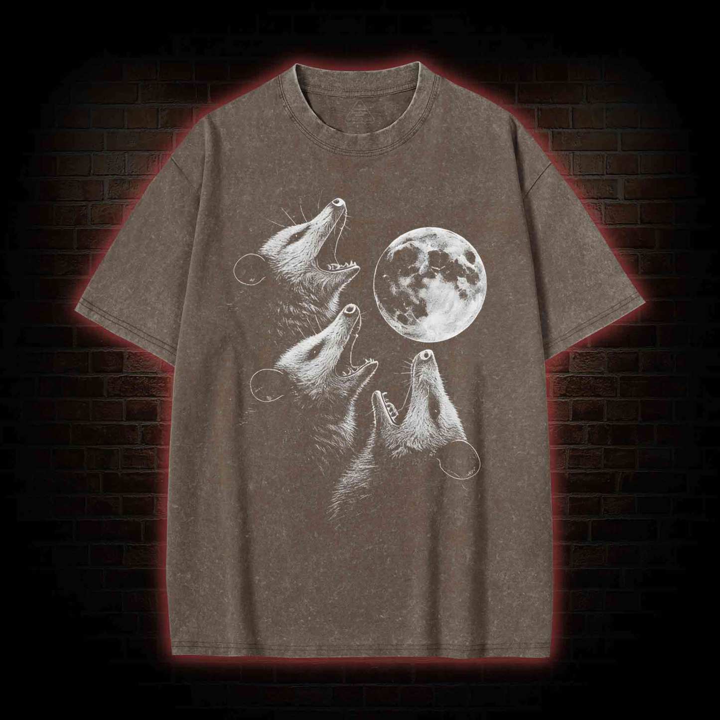 Possums Howling to Moon Washed T-shirt